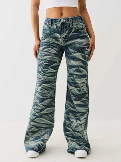 True Religion Women's Katrina High Rise Crinkle Wash Relaxed Flare Jean In Multi