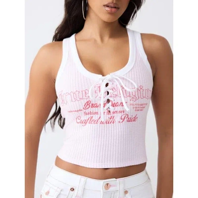 True Religion Women's Lace-up Racerback Tank Top In Pink