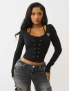 True Religion Women's Layered Corset Long Sleeve Top In Black