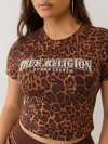 True Religion Women's Leopard Crystal Logo Baby T-shirt In Brown