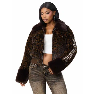 True Religion Women's Leopard Faux Fur Jacket In Brown