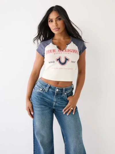 True Religion Women's Logo Baby T-shirt In White
