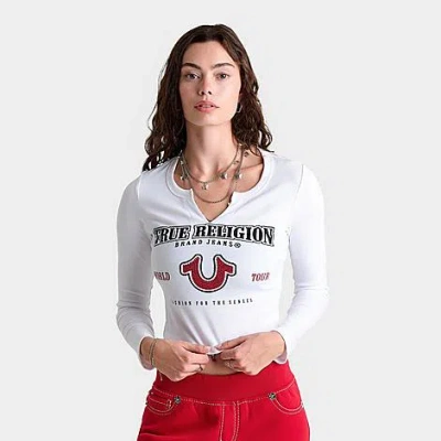 True Religion Women's Logo Long-sleeve Baby T-shirt In White