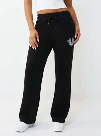 True Religion Women's Logo Straight Leg Sweatpant In Black