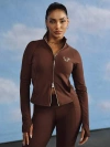 True Religion Logo Two-way Zip Performance Jacket In Brown