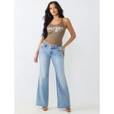 True Religion Women's Low Rise Relaxed Big T Flap Bootcut Jean In Blue
