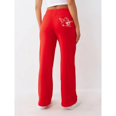 True Religion Women's Lurex Buddha Straight Leg Sweatpant In Red