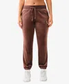 True Religion Women's Lurex Velour Jogger Pants In Deep Mahogany