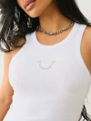 True Religion Women's Mesh Horseshoe Tank Top In White