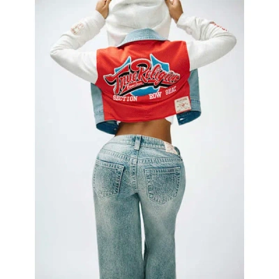 True Religion Women's Mesh Sporty Jersey Denim Jacket In Blue