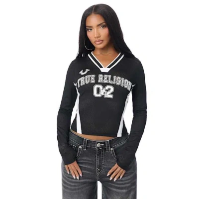 True Religion Women's Mesh Sporty Long Sleeve Top In Black