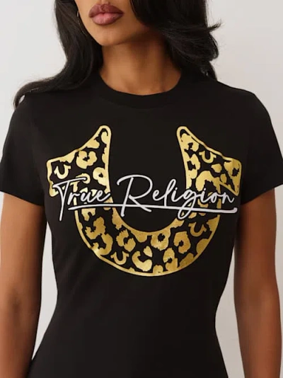 True Religion Women's Metallic Leopard Graphic T-shirt In Black