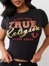 True Religion Women's Metallic Logo Baby T-shirt In Black