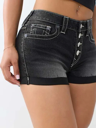 True Religion Women's Mid Rise Button-up Short In Black
