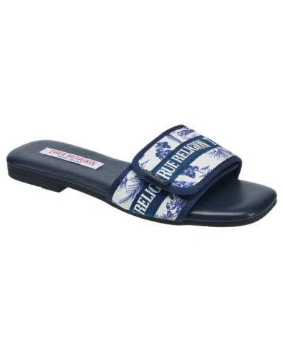 True Religion Women Missy Logo Adjustable Sandal In Blue