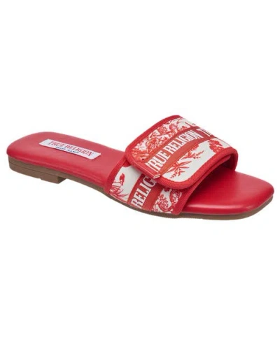 True Religion Women Missy Logo Adjustable Sandal In Red