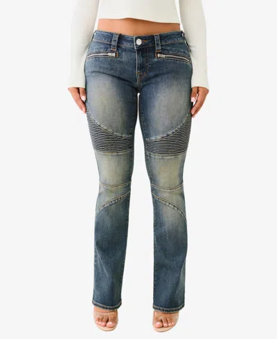 True Religion Women's Moto Becca Low Rise Bootcut Jeans In Meadow W,destroy