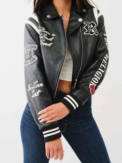 True Religion Women's Moto Bomber Jacket In Black