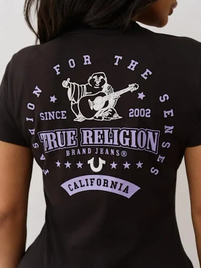 True Religion Women's Movie Star Buddha V Neck T-shirt In Black