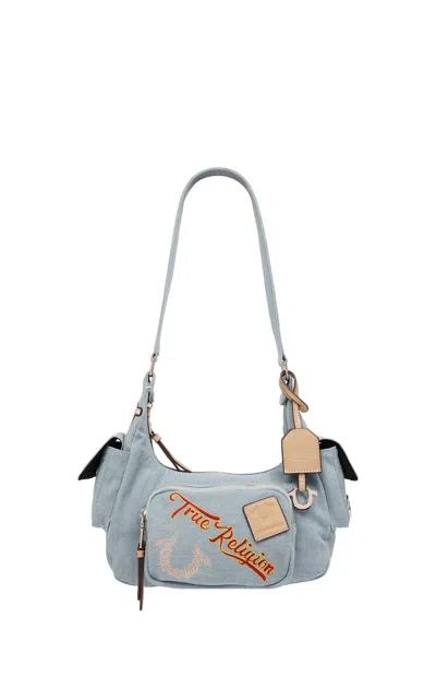 True Religion Women's Multi Patch Denim Hobo Shoulder Bag In Denim Blue