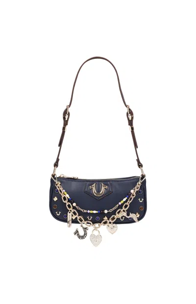 True Religion Women's Navy Chain & Studs Shoulder Bag In Blue