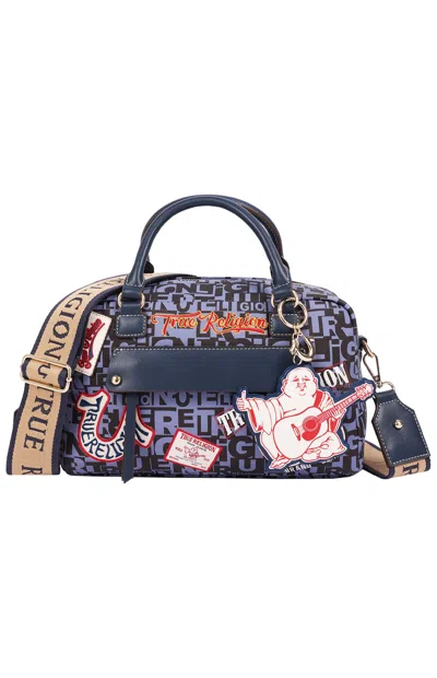 True Religion Women's Navy Multi Patch Graphic Satchel Bag In Blue