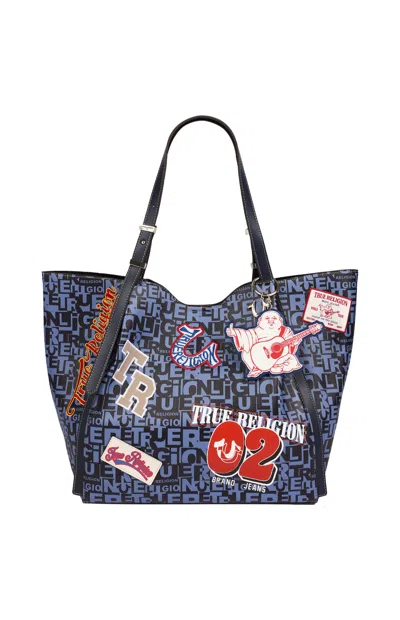 True Religion Women's Navy Multi Patch Graphic Tote Bag In Blue