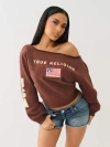 True Religion Women's Off The Shoulder Embroidered Pullover In Brown