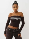 True Religion Women's Off-the-shoulder Twist Top In Brown