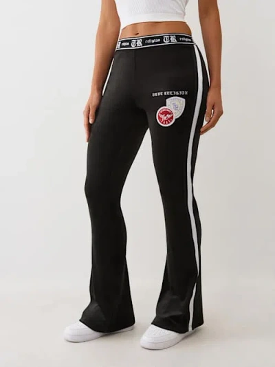 True Religion Women's Old English Velour Bootcut Track Pant In Black