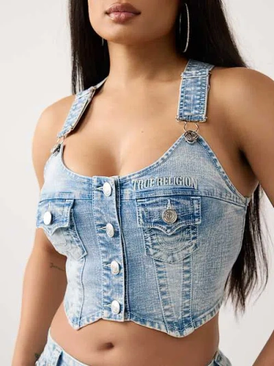 True Religion Women's Overall Denim Top In Blue