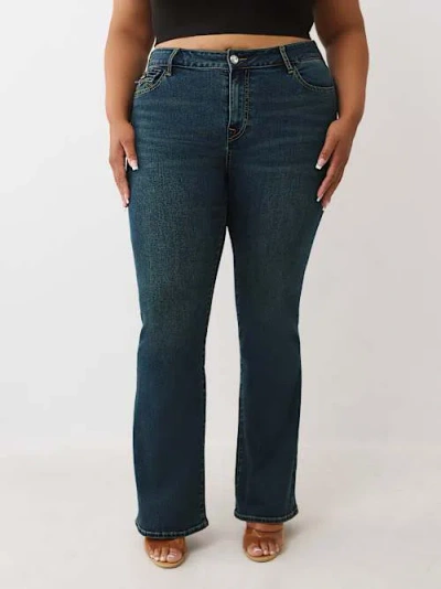 True Religion Women's Plus Becca Crystal Flap Bootcut Jean In Blue