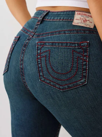 True Religion Women's Plus Becca Mid Rise Big T Bootcut Jean