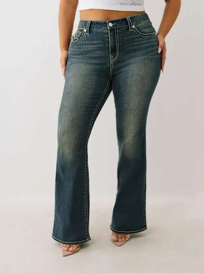 True Religion Women's Plus Becca Mid Rise Big T Bootcut Jean