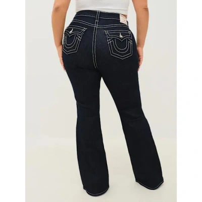 True Religion Women's Plus Becca Mid Rise Big T Bootcut Jean In Blue