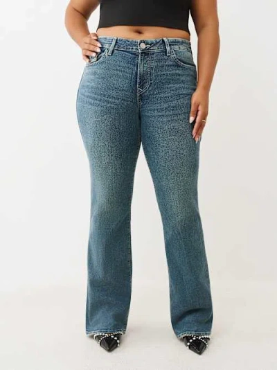 True Religion Women's Plus Becca Mid Rise Bootcut Jean In Blue