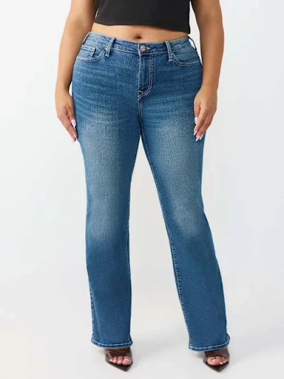True Religion Women's Plus Becca Mid Rise Bootcut Jean In Pink