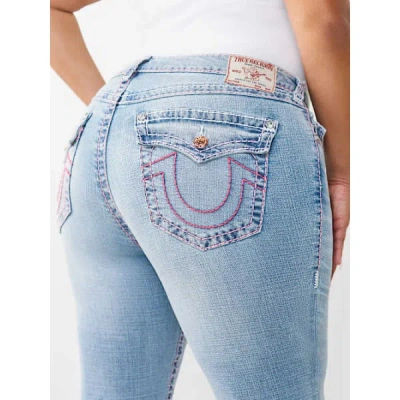 True Religion Women's Plus Becca Mid Rise Super T Bootcut Flap Jean In Blue