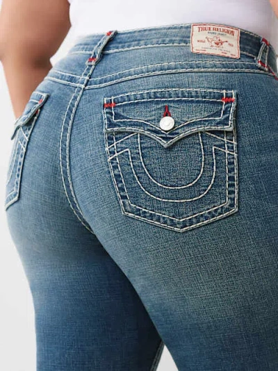 True Religion Women's Plus Becca Mid Rise Super T Bootcut Jean In Blue