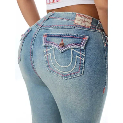 True Religion Women's Plus Becca Mid Rise Super T Flap Bootcut Jean In Blue