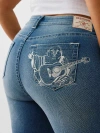True Religion Women's Plus Billie Mid Rise Buddha Pocket Straight Jean In Blue