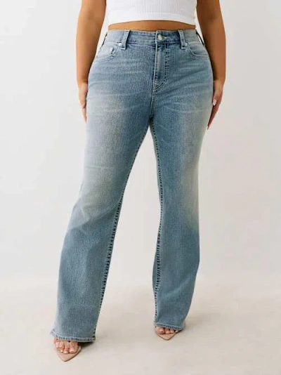 True Religion Women's Plus Billie Mid Rise Straight Jean In Blue