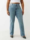 True Religion Women's Plus Billie Mid Rise Straight Jean In Blue