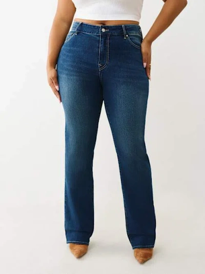 True Religion Women's Plus Billie Mid Rise Straight Jean In Blue