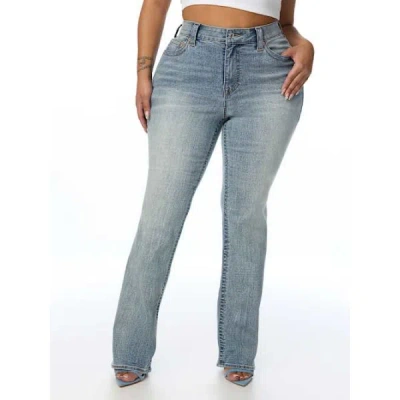 True Religion Women's Plus Billie Mid Rise Straight Jean In Blue