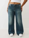 True Religion Women's Plus Bobbi Mid Rise Baggy Jean In Blue