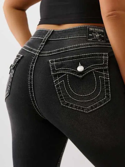 True Religion Women's Plus Jennie Mid Rise Big T Curvy Skinny Jean In Black