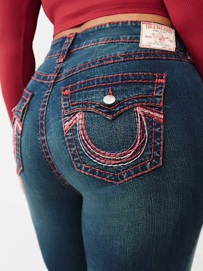 True Religion Women's Plus Jennie Mid Rise Lurex Super T Skinny Jean In Blue