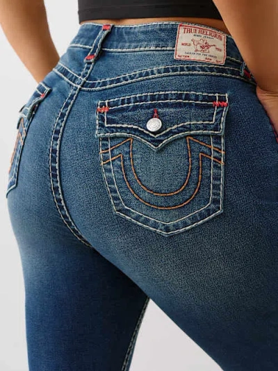 True Religion Women's Plus Jennie Mid Rise Super T Curvy Skinny Jean In Blue