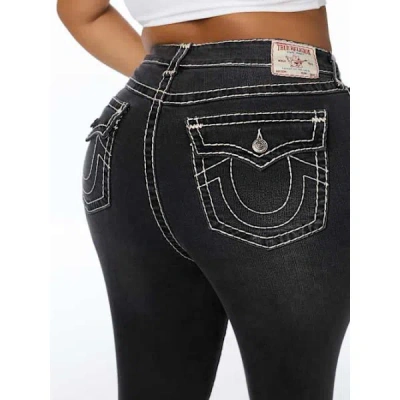 True Religion Women's Plus Jennie Mid Rise Super T Curvy Skinny Jean In Black